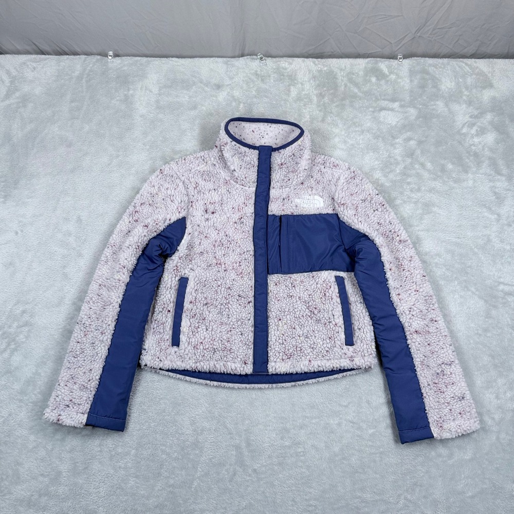 The North Face Mashup Fleece Jacket Girls Medium 10 Sherpa Speckled Purple Kids